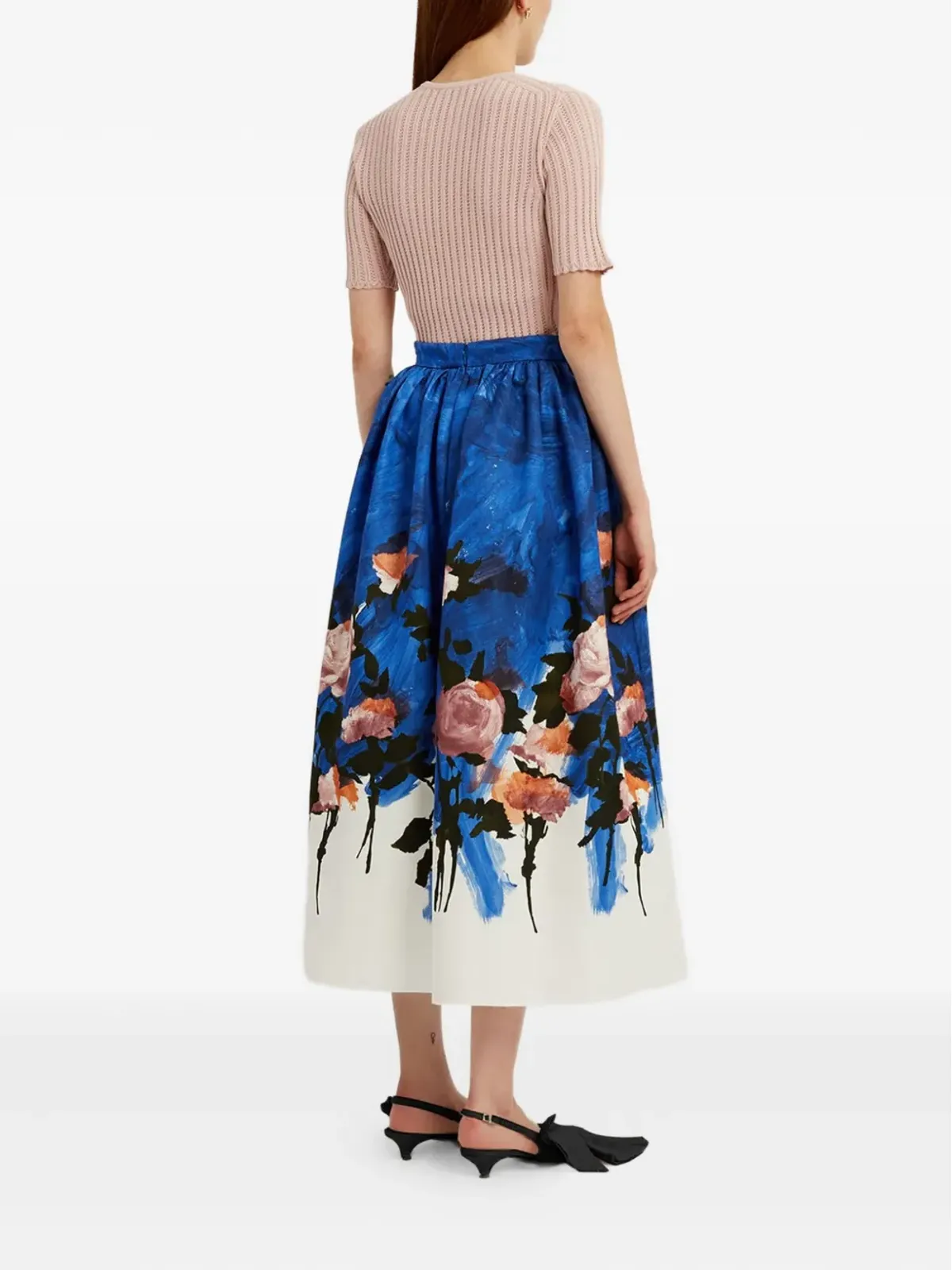 ERDEM 花柄ギャザー ミディスカート - 画像3