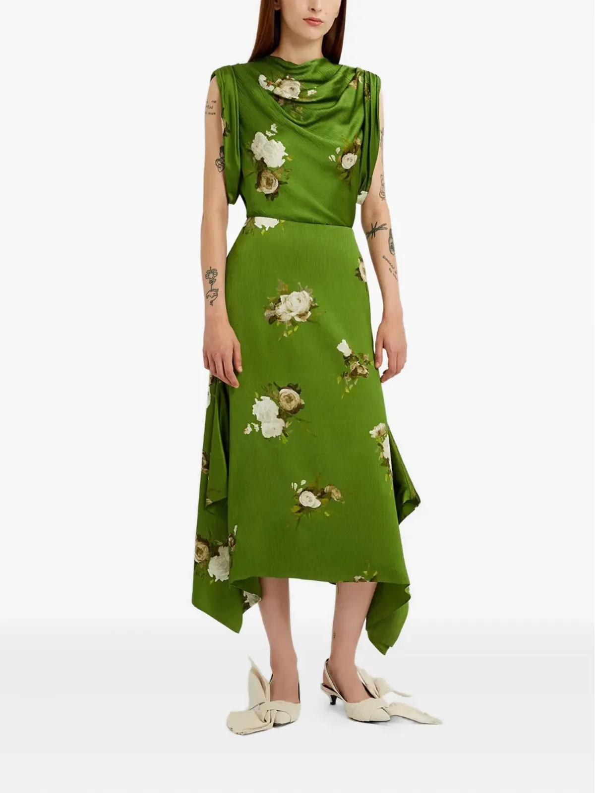 ERDEM カウルネック ローズプリント トップ - 画像5