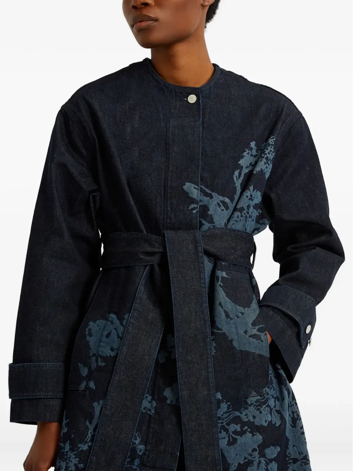 ERDEM 花柄プリント ベルト付きコート - 画像5
