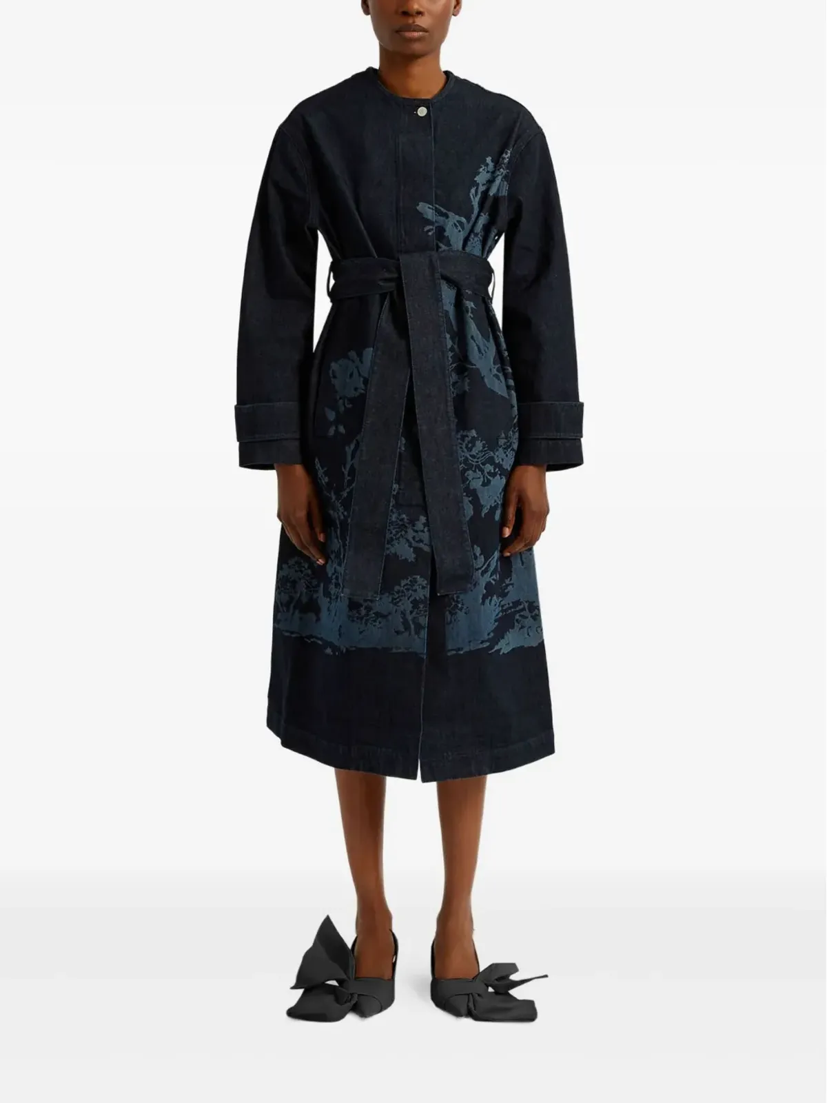 ERDEM 花柄プリント ベルト付きコート - 画像2