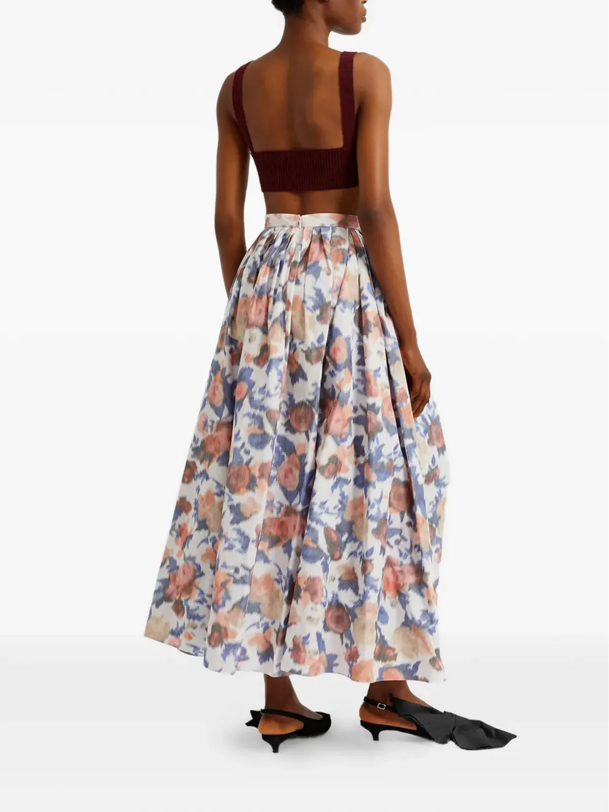 ERDEM 花柄プリント マキシスカート パープル - 画像3