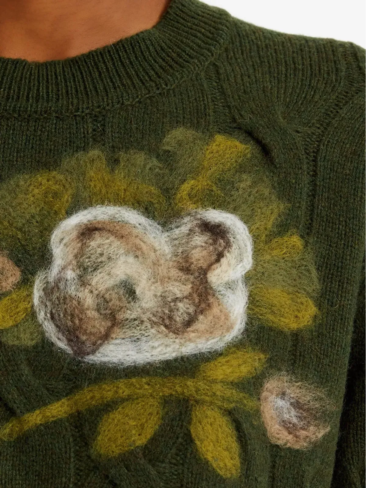 ERDEM ケーブルニット花柄刺繍セーター - 画像5