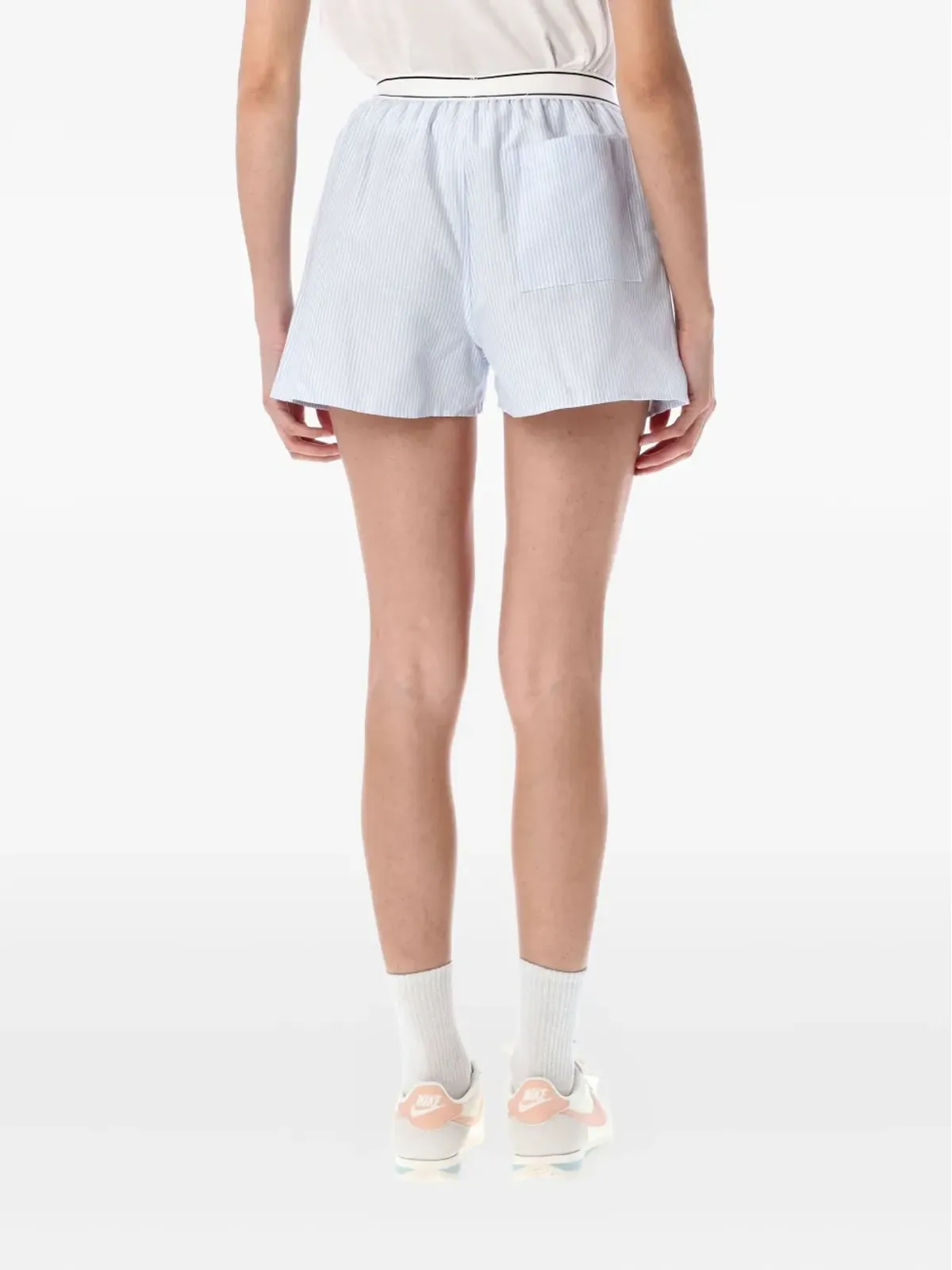 Sporty & Rich Serif Logo Boxers stripe-pattern shorts - Blue - 画像2