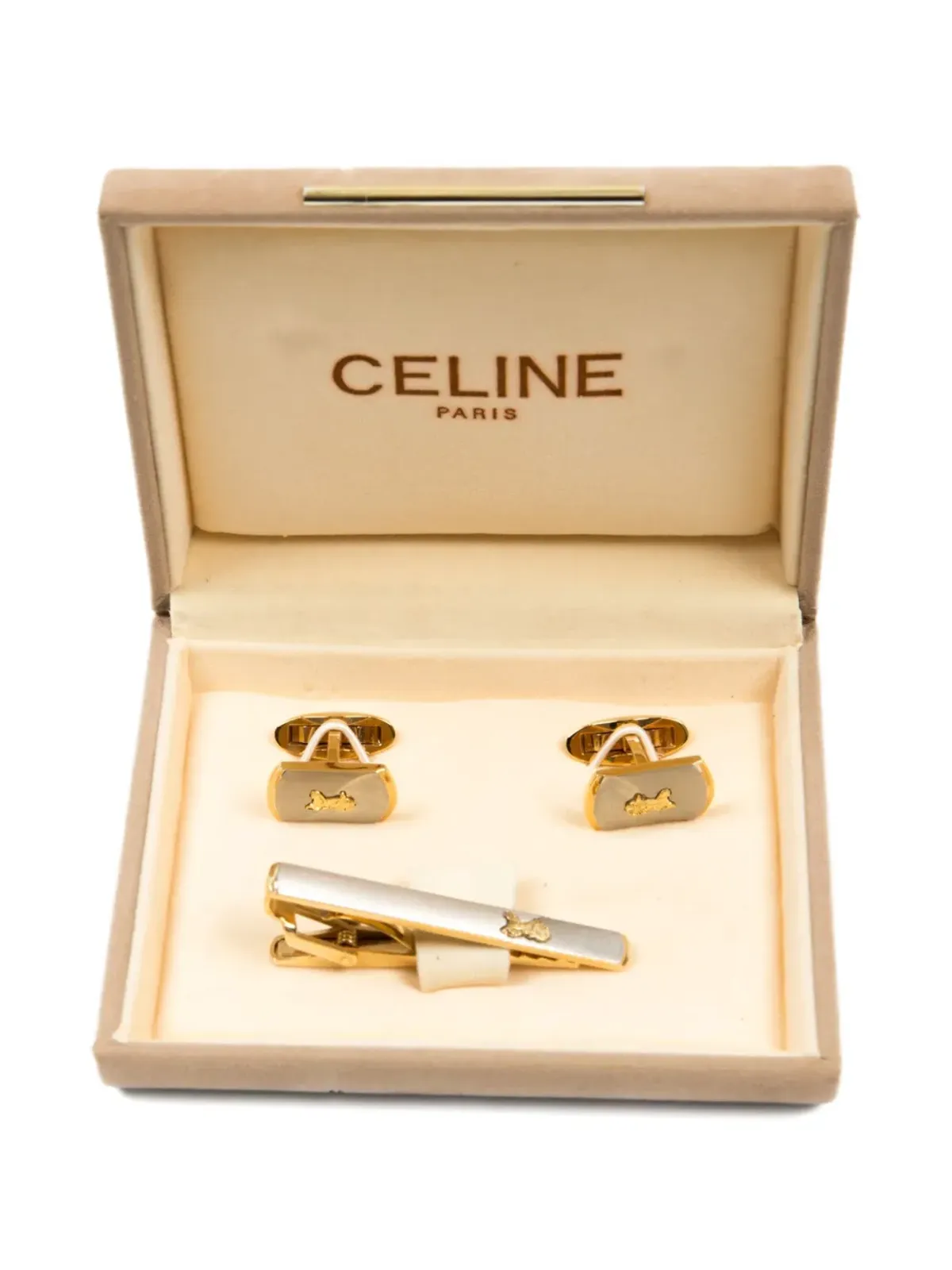 Celine Pre-Owned 1990年代 エンボス加工 カフリンクス セット - ゴールド - 画像5