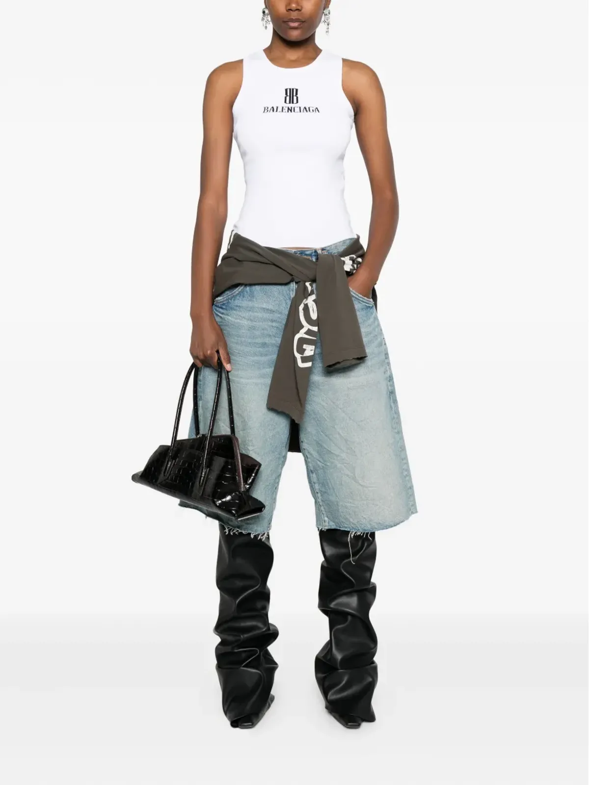 Balenciaga ロゴインターシャ ノースリーブ タンクトップ - 画像2