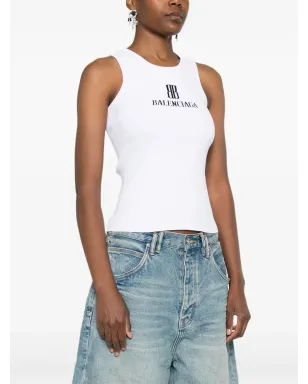 Balenciaga ロゴインターシャ ノースリーブ タンクトップ - サムネイル3