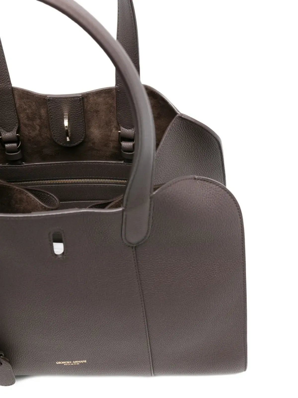 Giorgio Armani グレインレザー クラスプ トートバッグ - 画像4