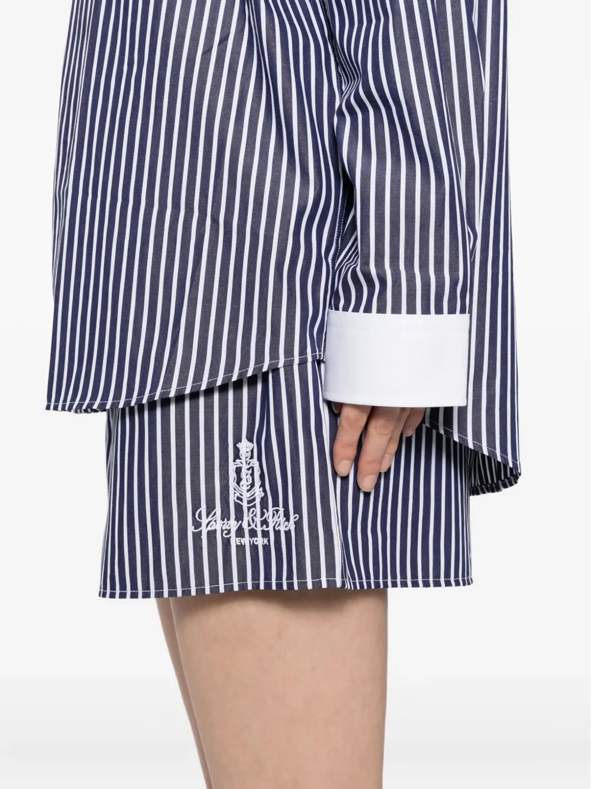Sporty & Rich Vendomeストライプショーツ ブルー - 画像5