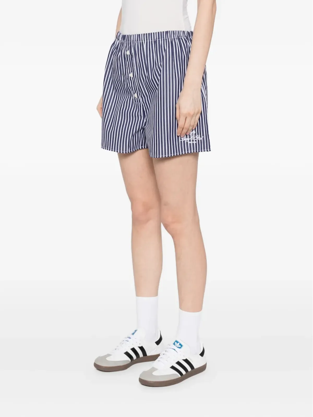 Sporty & Rich Vendomeストライプショーツ ブルー - 画像3