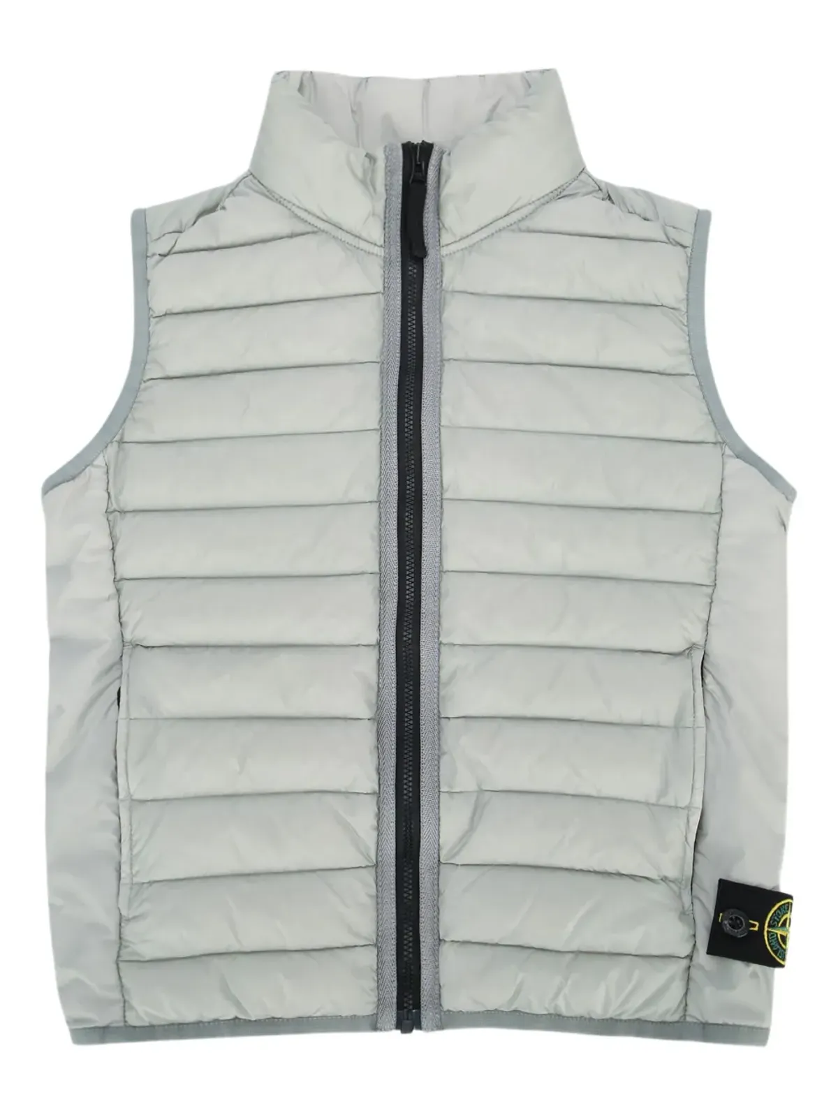 Stone Island Junior コンパスバッジ付きキルティング ノースリーブ ジレ（グレー） - 画像1