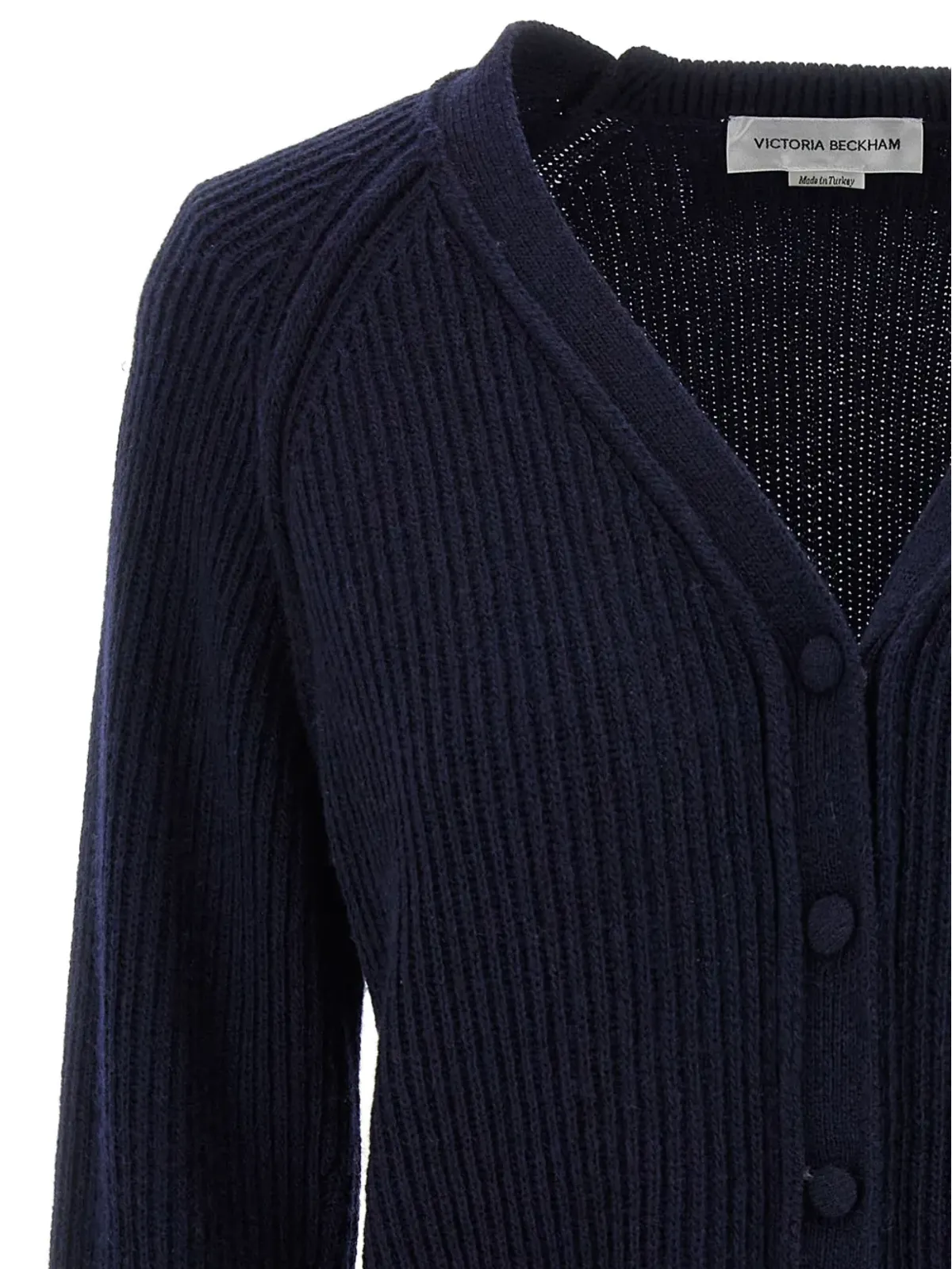 Victoria Beckham ステップドヘムリブ編みカーディガン - 画像3