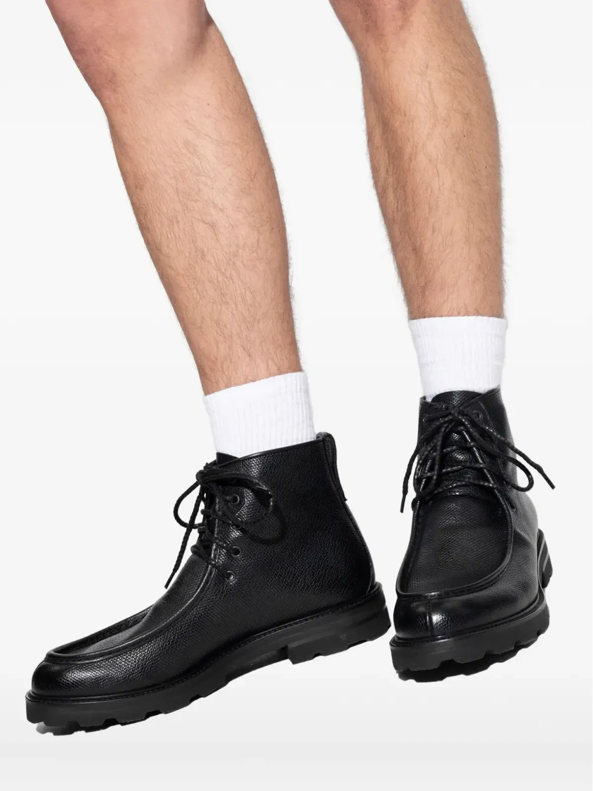 Brioni レースアップ テクスチャードレザー バイカーブーツ - ブラック - 画像3