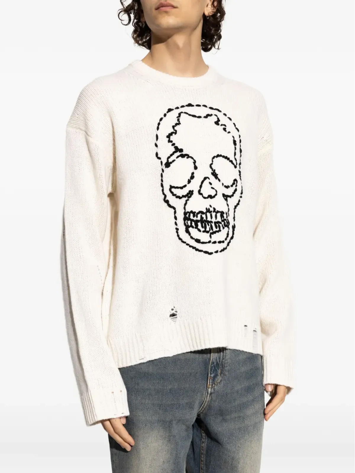 Zadig&Voltaire スカル刺繍入りダメージ加工ニットセーター - 画像3