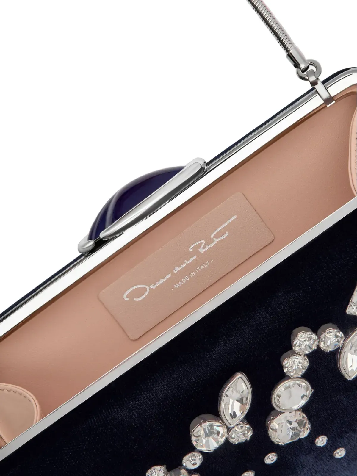 Oscar de la Renta クリスタル装飾ベルベットクラッチバッグ - 画像5