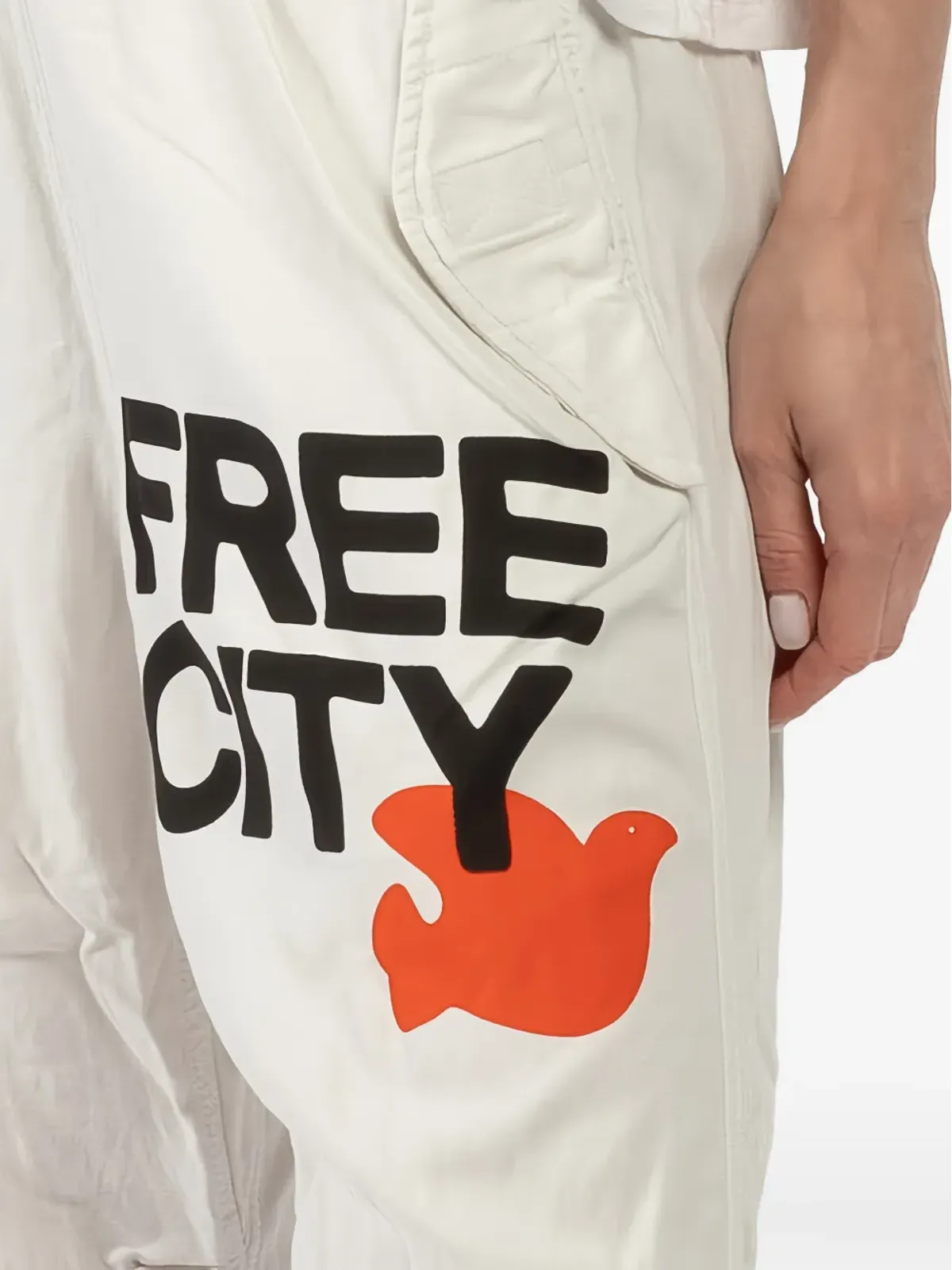 FreeCity エラスティックウエストバンド ロゴプリント トラックパンツ - Neutrals - 画像5