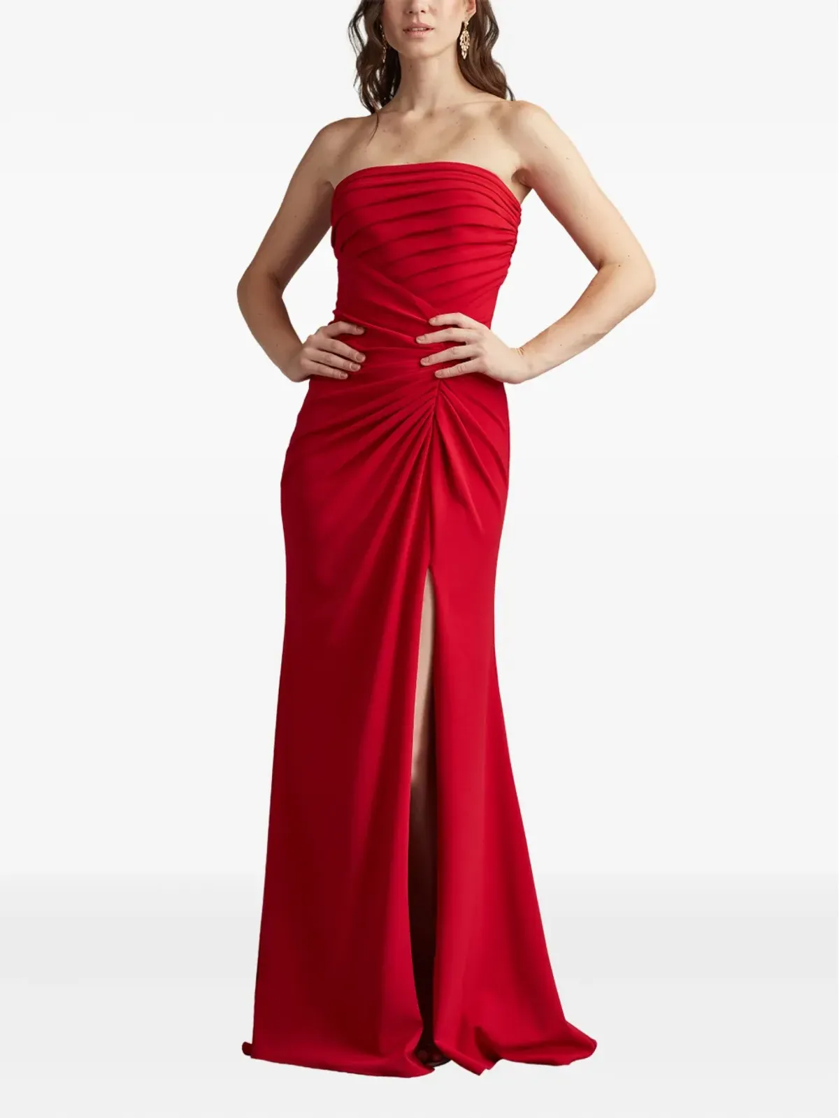 Tadashi Shoji プリーツ入りクレープマキシドレス - 画像2