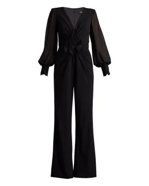 Tadashi Shoji 花柄刺繍Vネックジャンプスーツ - ブラック - サムネイル1