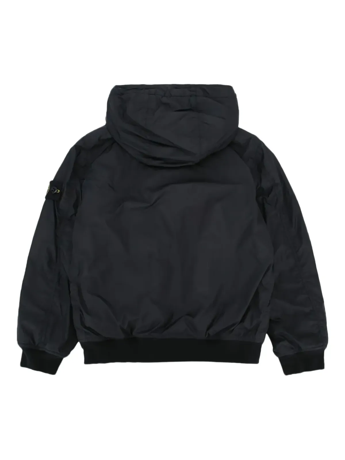 Stone Island Junior コンパスバッジ付きフード付きボンバー ジャケット（ブラック） - 画像2