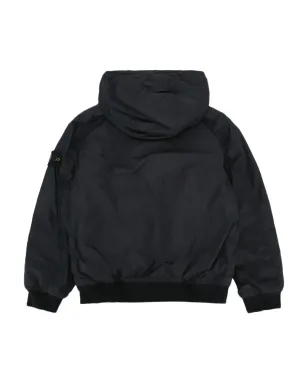 Stone Island Junior コンパスバッジ付きフード付きボンバー ジャケット（ブラック） - サムネイル2