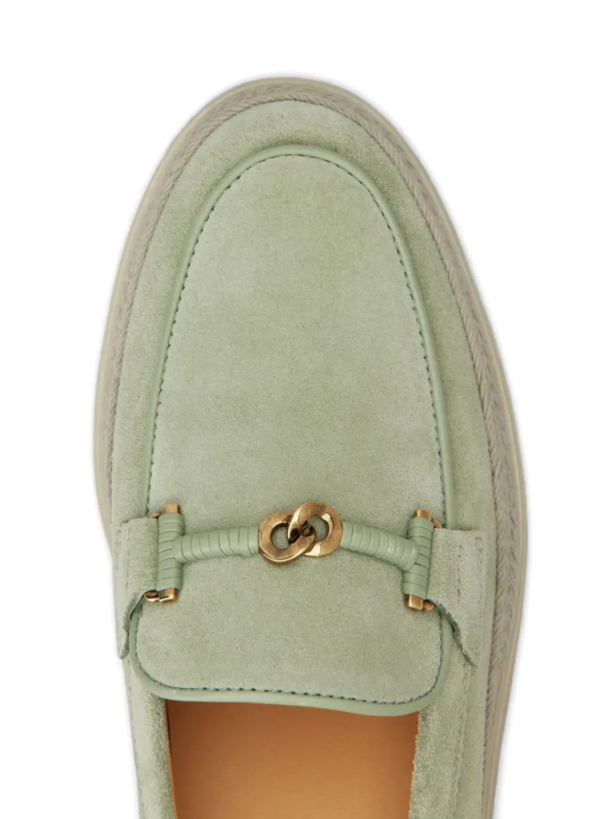 Tod's ラフィア・トリム付きスエード ローファー - 画像5