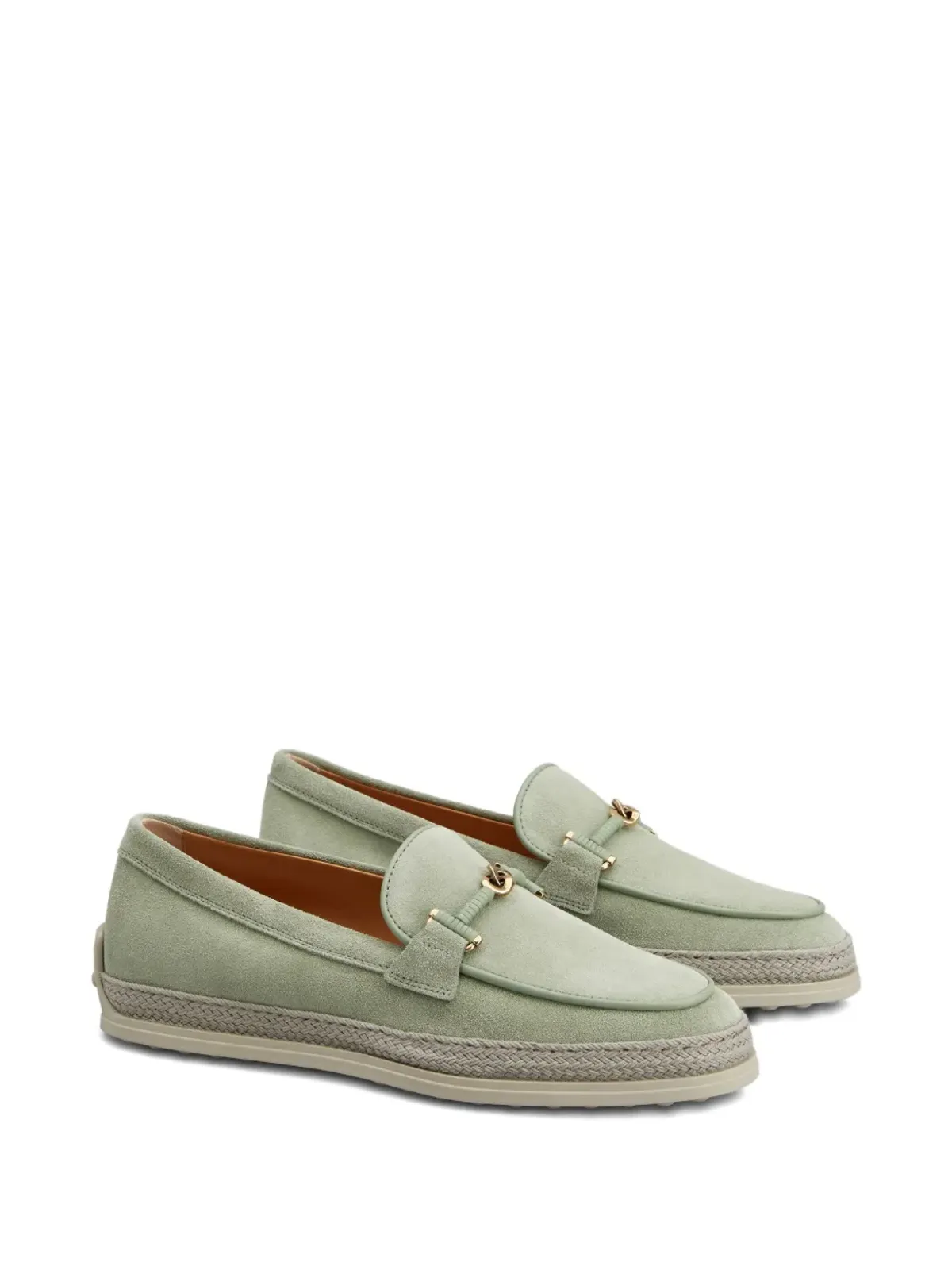Tod's ラフィア・トリム付きスエード ローファー - 画像2