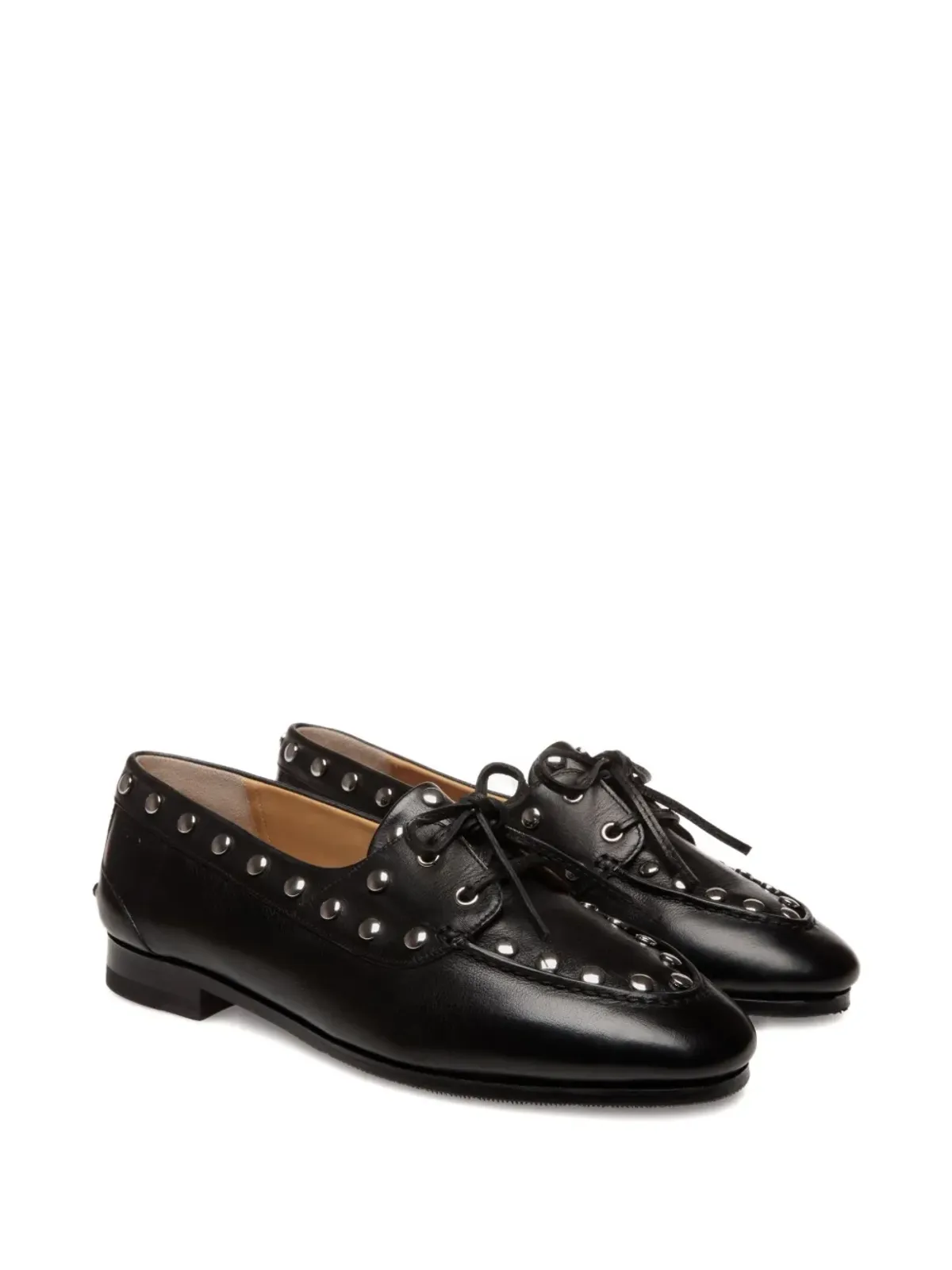 Bally プルーム スタッズ付きレザーボートシューズ - 画像2