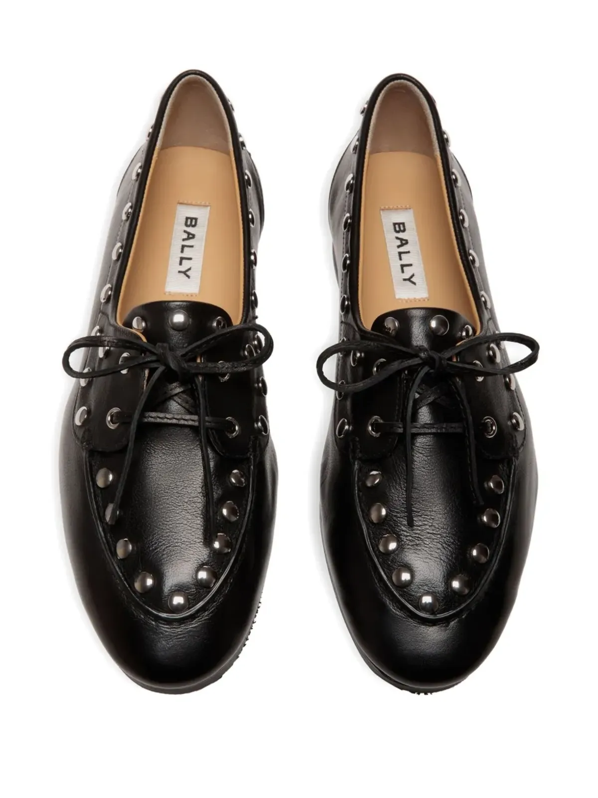 Bally プルーム スタッズ付きレザーボートシューズ - 画像4