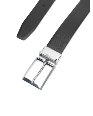 BOSS レザー シルバーバックル ベルト - 002 BLACK - サムネイル2