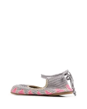 SLO_HAND_MADE lace-up crochet ballet flats - Grey - サムネイル3