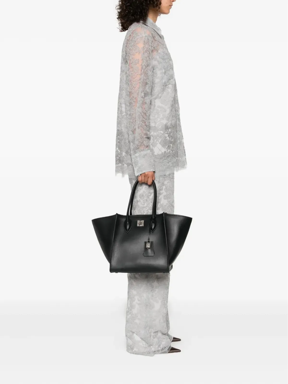 Ermanno Scervino マギー・ターンロック・レザー・トートバッグ - 画像2