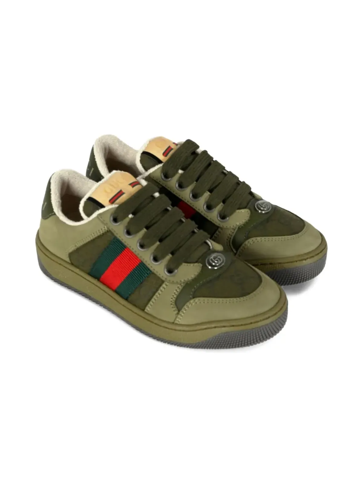 Gucci Kids ウェブストライプ レザー スニーカー - 画像1