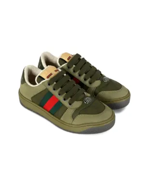 Gucci Kids ウェブストライプ レザー スニーカー - サムネイル1