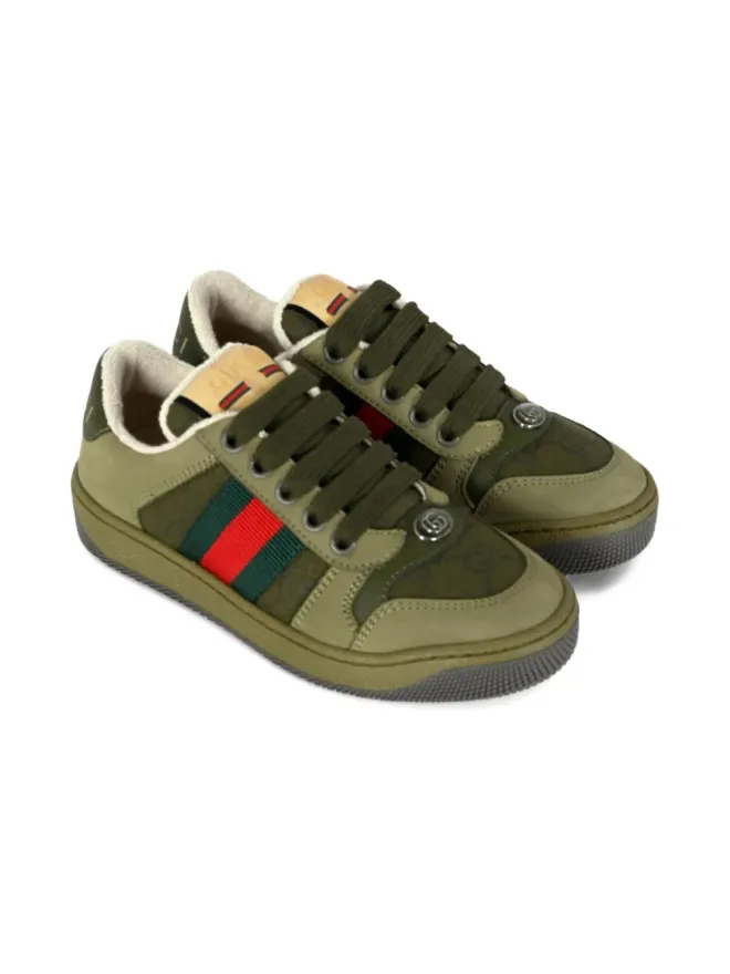 Gucci Kids Gucci Kids ウェブストライプ レザー スニーカーの商品画像