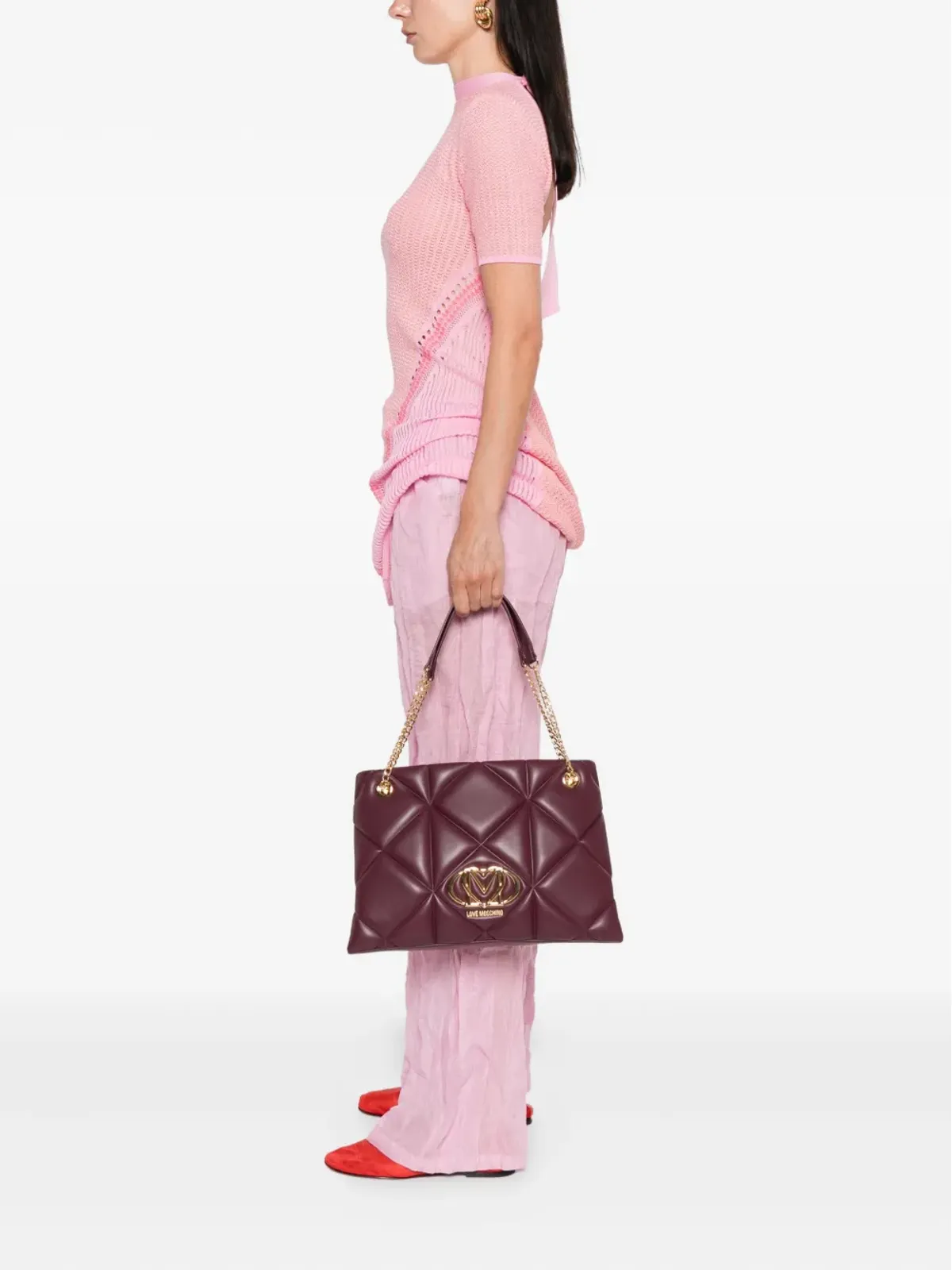 Love Moschino キルテッドチェーンストラップ トートバッグ - 画像2