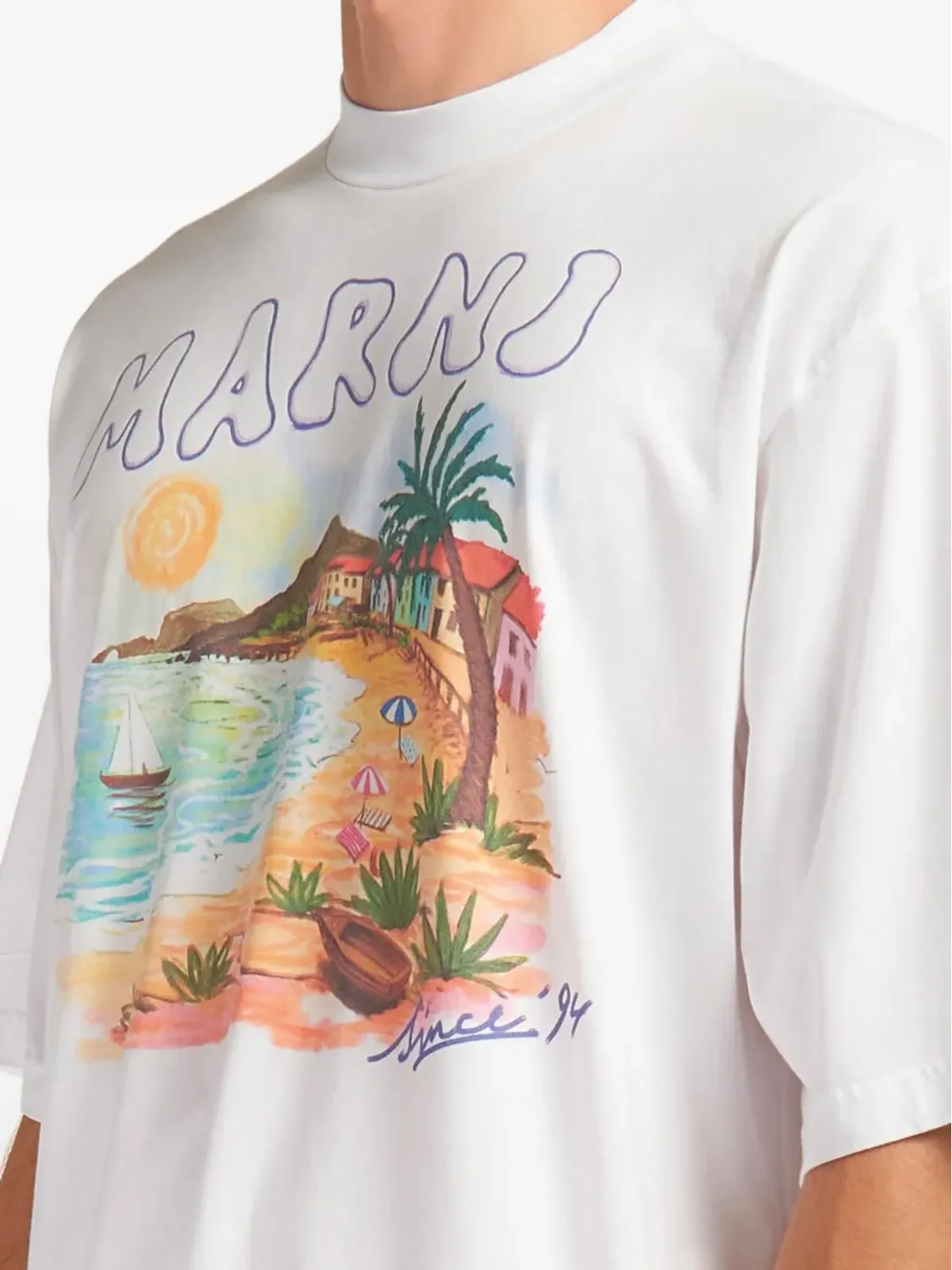 Marni coastal-scene T-shirt - PRW01 WHITE - 画像3