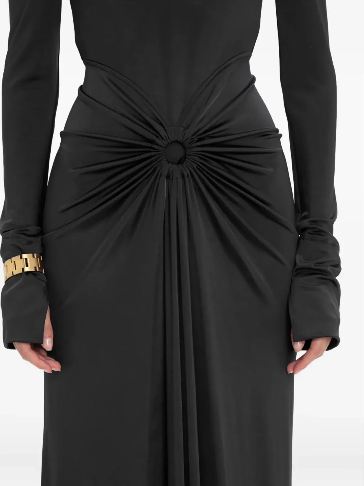 Victoria Beckham ギャザー入り長袖ミディドレス - 画像5