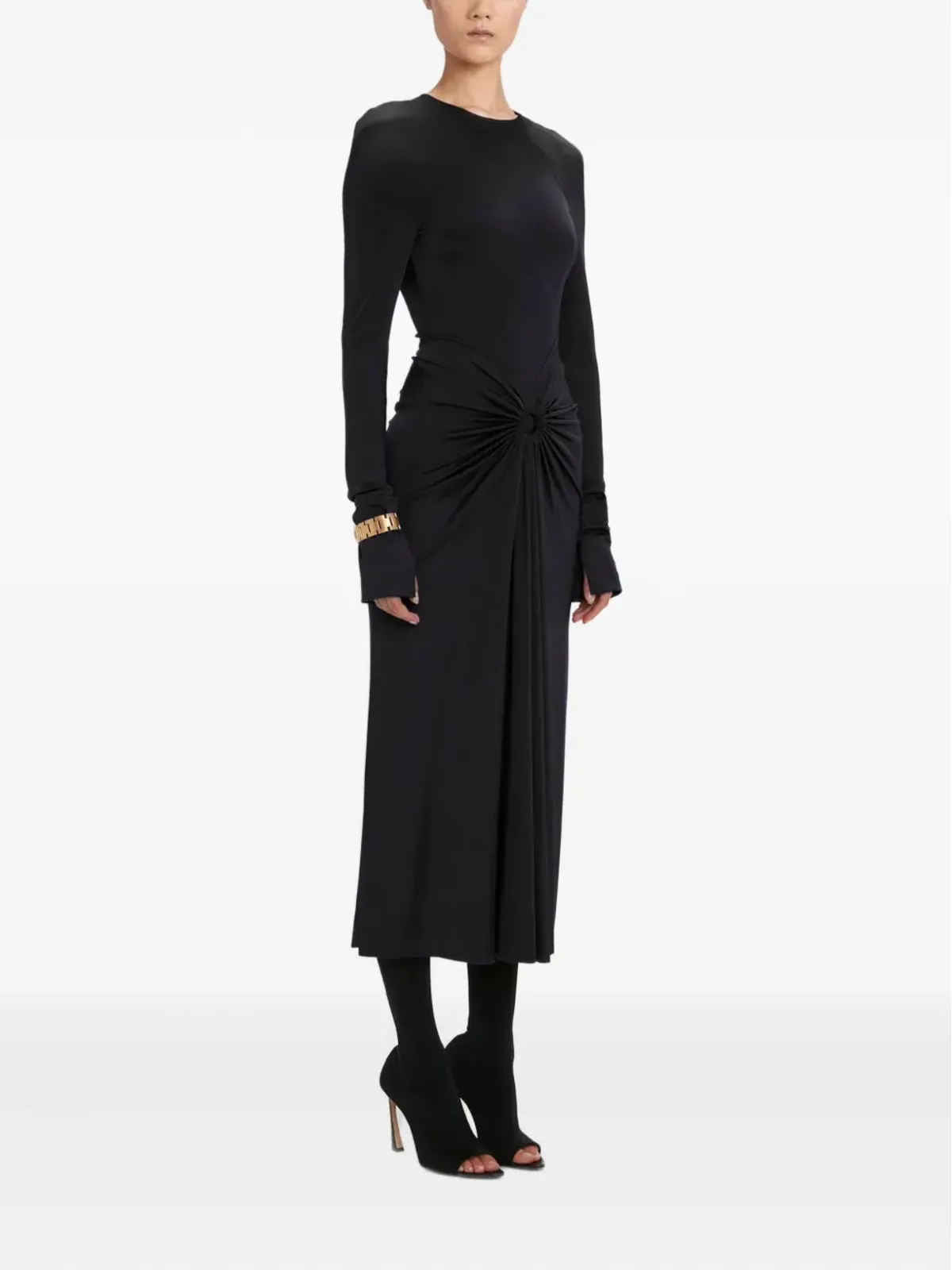 Victoria Beckham ギャザー入り長袖ミディドレス - 画像3