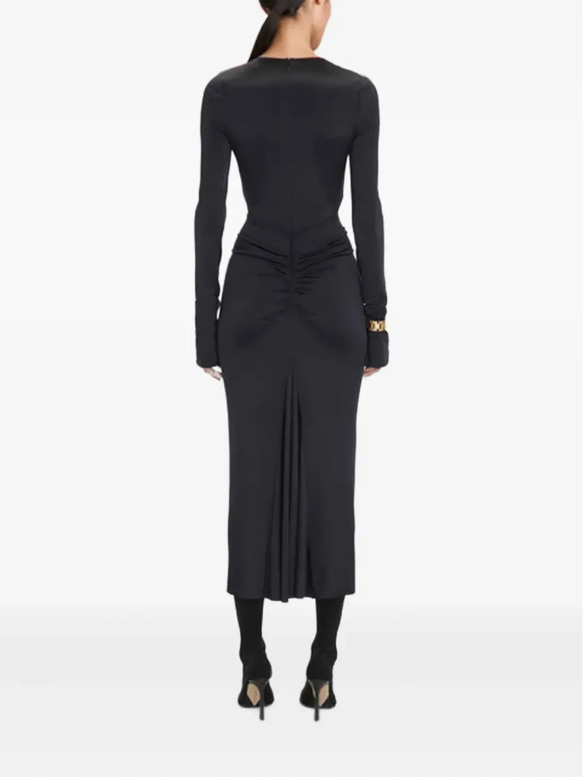 Victoria Beckham ギャザー入り長袖ミディドレス - 画像4