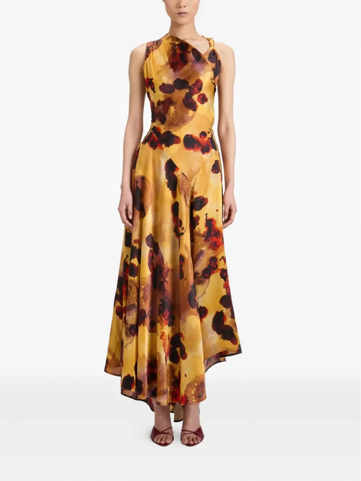 Victoria Beckham 黄色のドレープ花柄アシンメトリードレス - 画像2