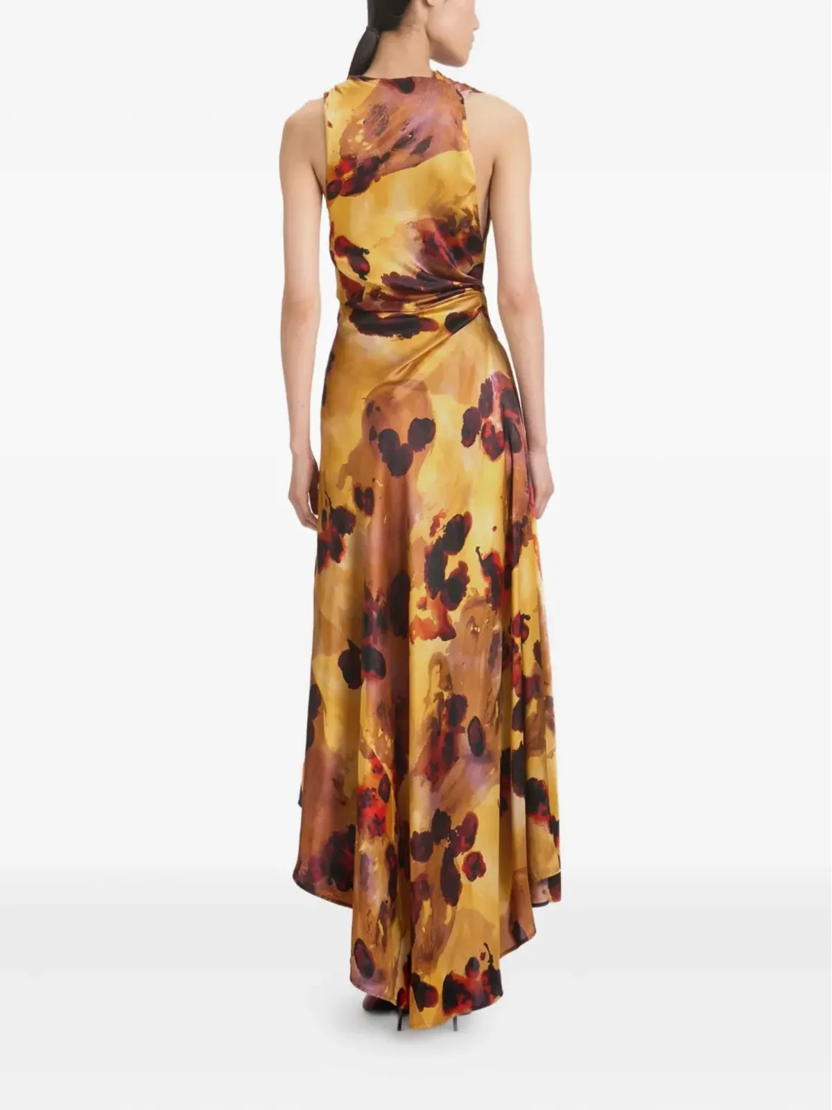 Victoria Beckham 黄色のドレープ花柄アシンメトリードレス - 画像4