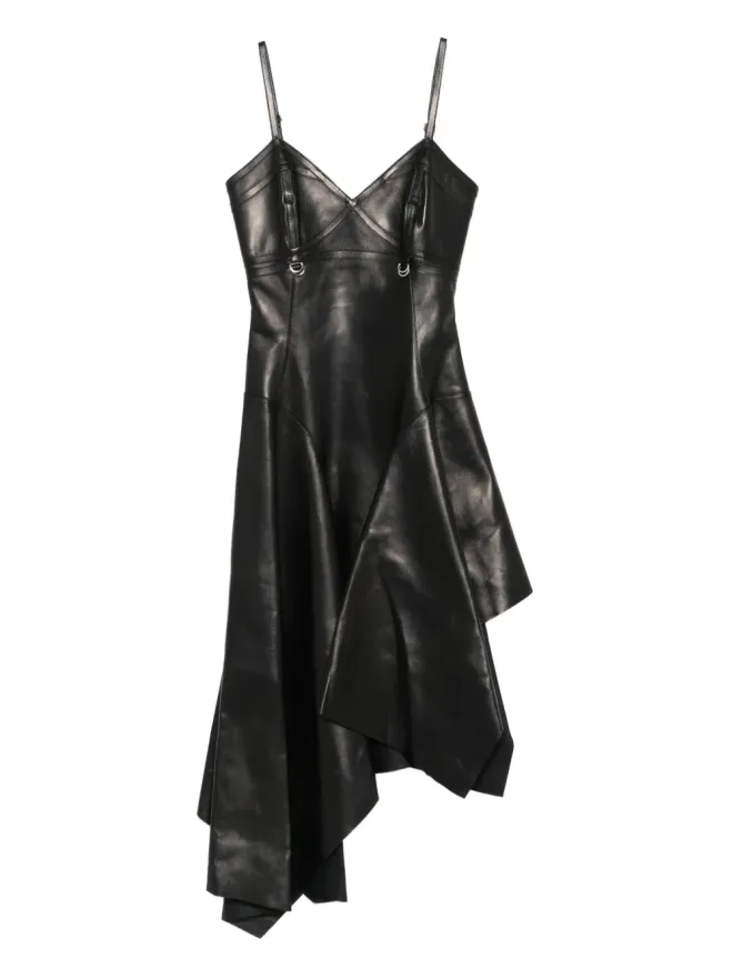 Alexander McQueen Alexander McQueen レザー アシンメトリードレスの商品画像