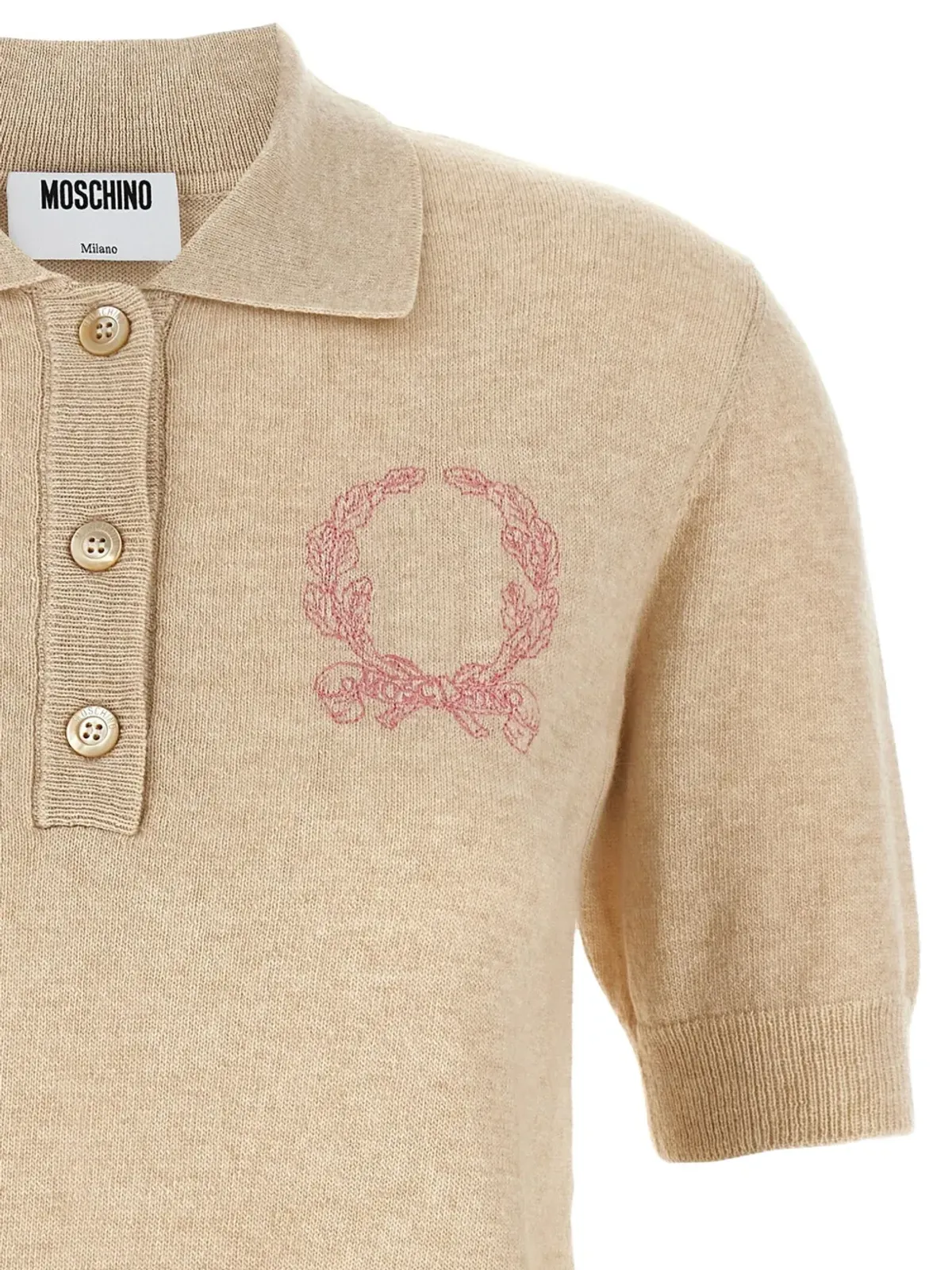 Moschino 刺繍入りニットポロトップ - 画像3