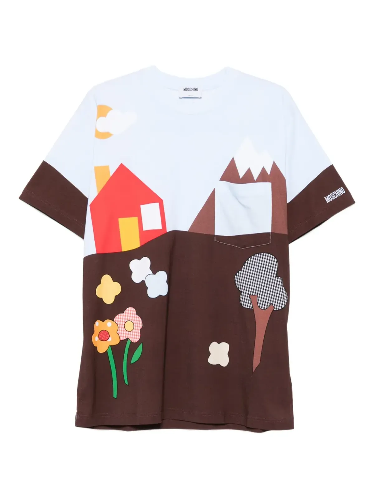 Moschino ハウス-マウンテンプリント Tシャツ ブルー - 画像1