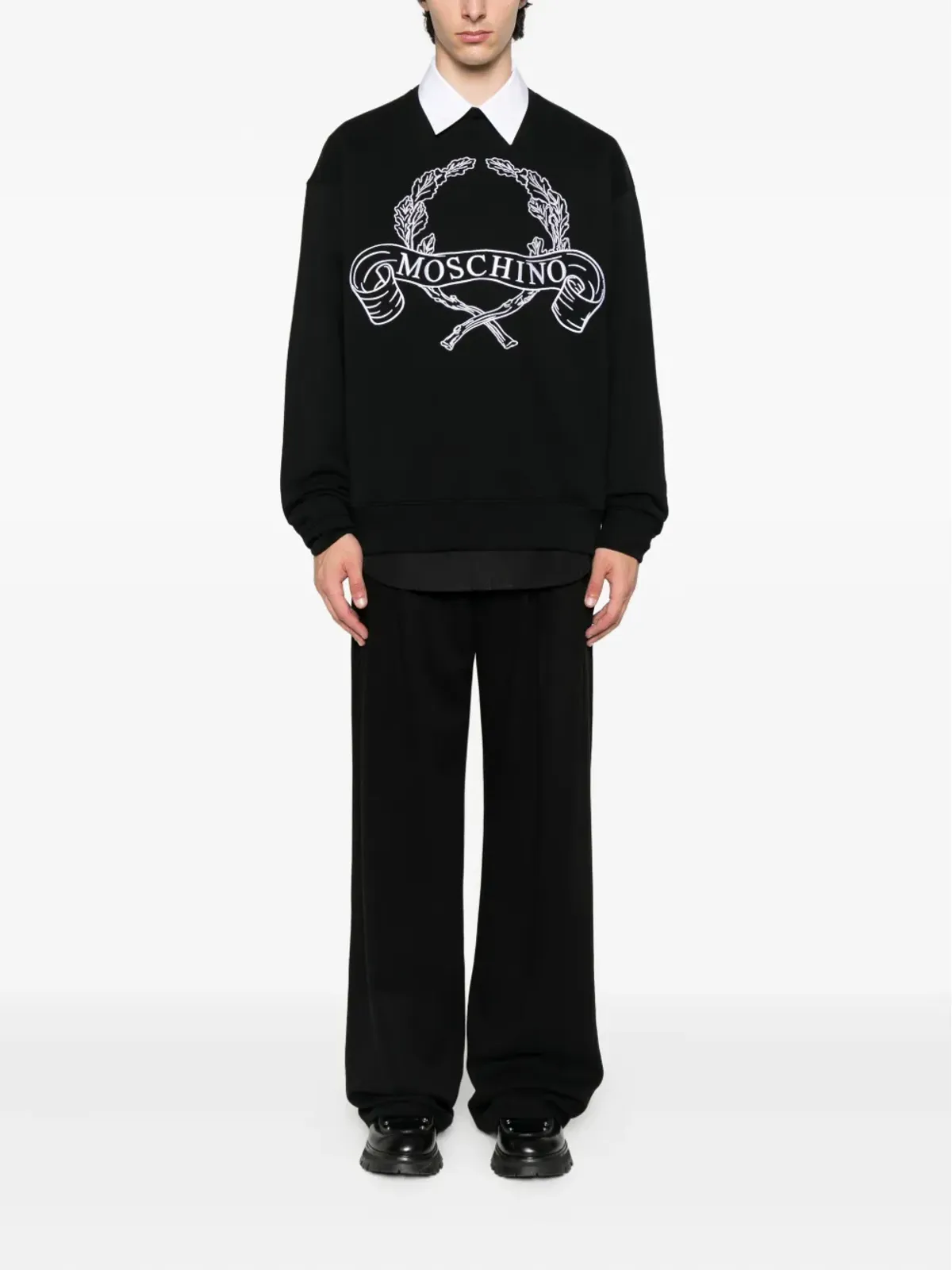 Moschino ローレルクラウン ロゴ刺繍 スウェットシャツ - 画像2