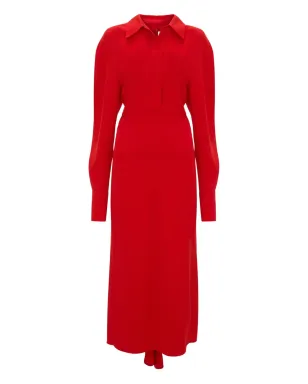 Victoria Beckham 長袖ポロカラー ミディドレス - レッド - サムネイル1