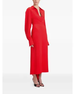 Victoria Beckham 長袖ポロカラー ミディドレス - レッド - サムネイル3