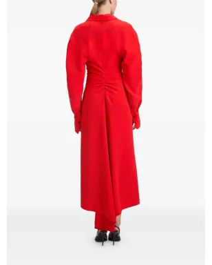 Victoria Beckham 長袖ポロカラー ミディドレス - レッド - サムネイル4