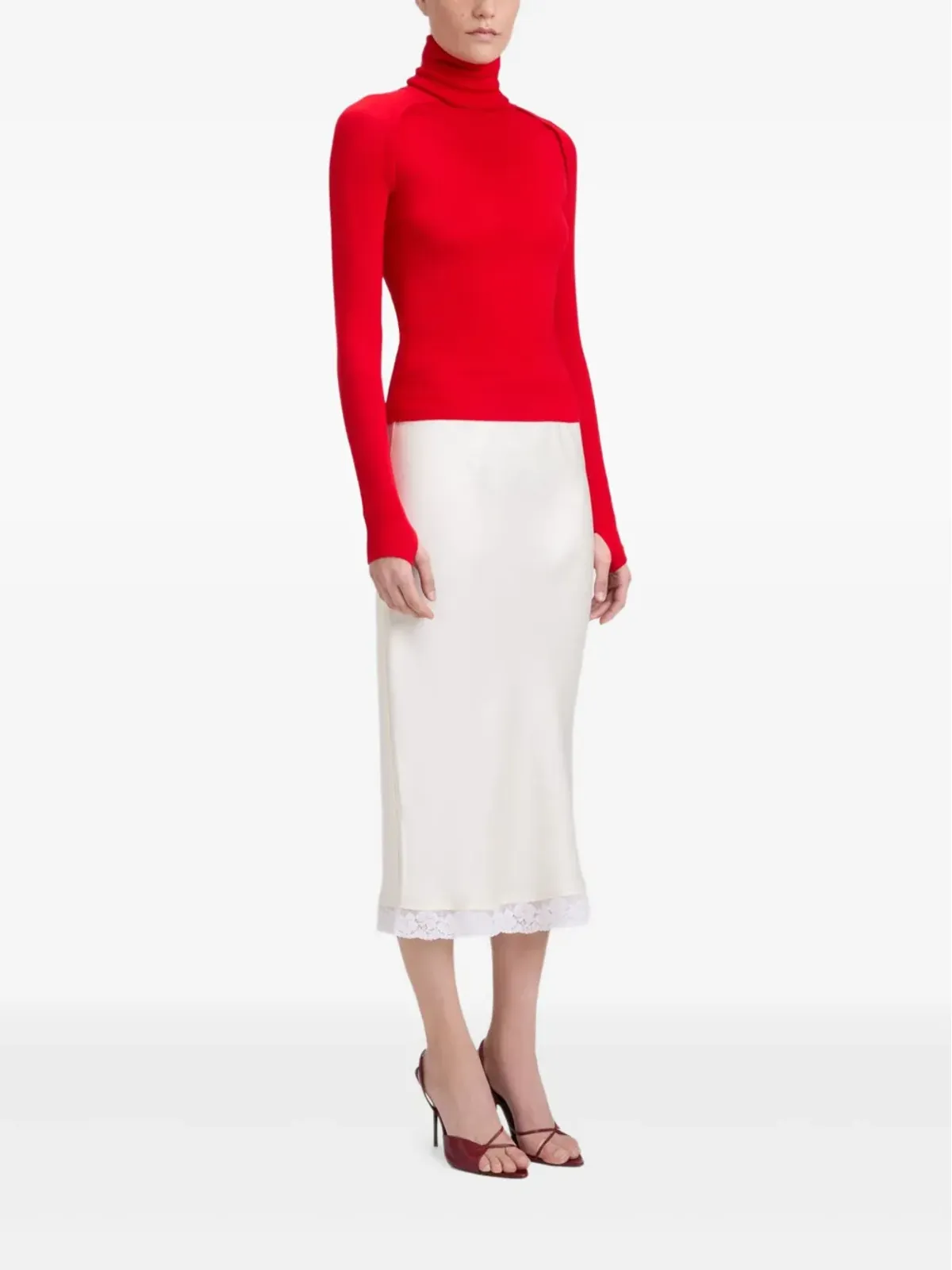 Victoria Beckham レーストリムスリップミディスカート - 画像3