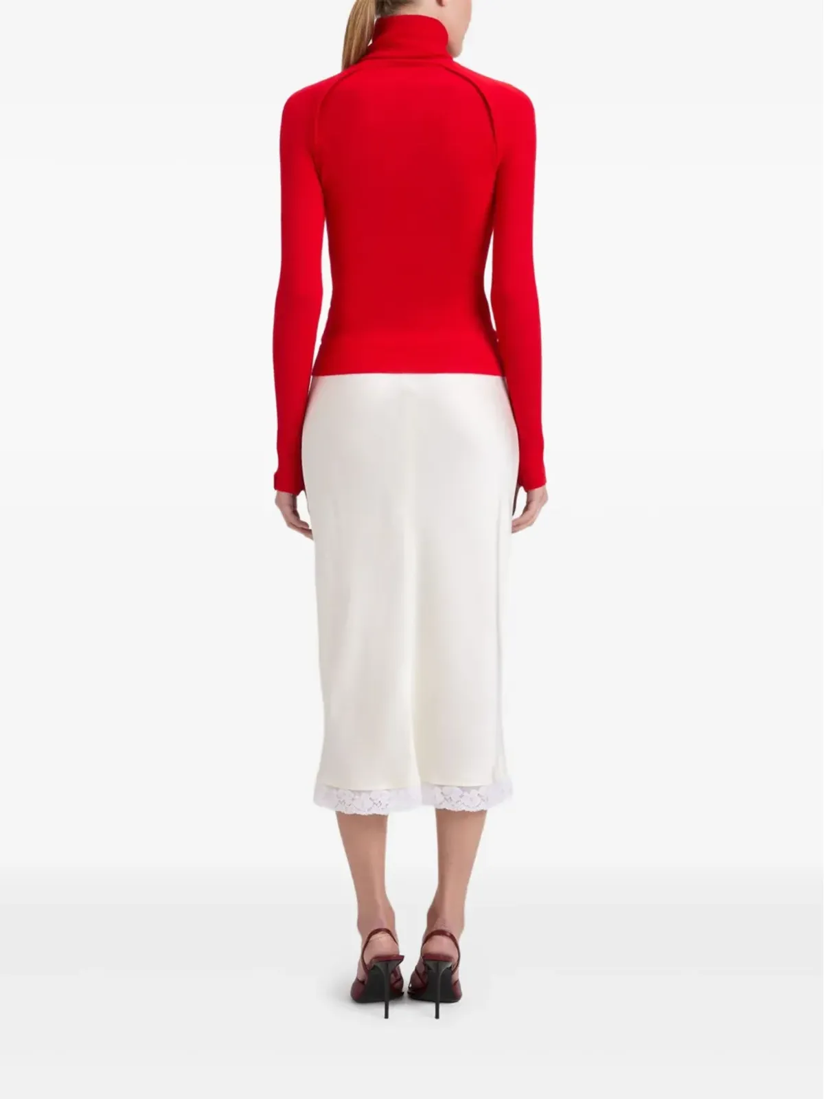 Victoria Beckham レーストリムスリップミディスカート - 画像4