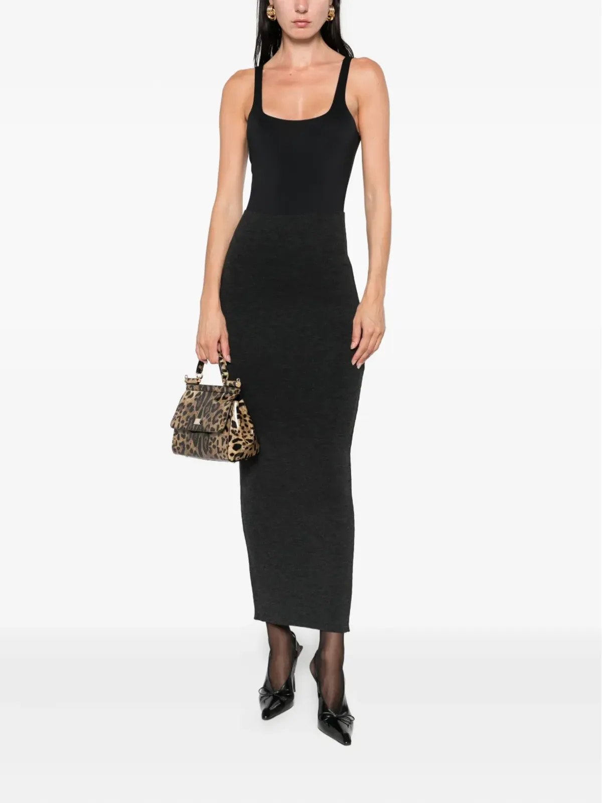 Alberta Ferretti 高腰 ヴァージンウール マキシスカート - グレー - 画像2